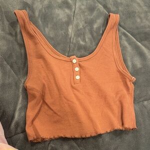 American Eagle Outfitters Terracotta Ribbed Tank Top